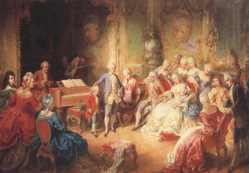 antonin dvorak the young mozart being presented by joseph ii to his wife, the empress maria theresa Germany oil painting art